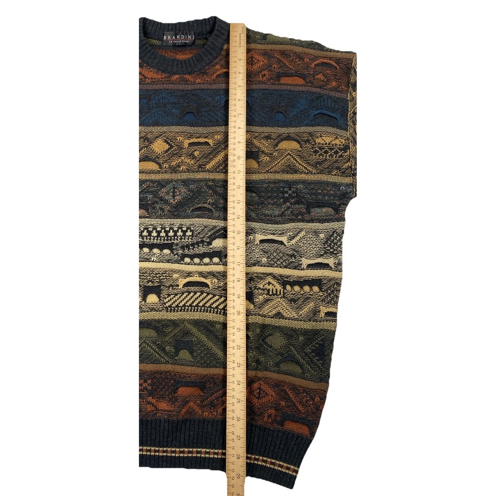 Brandini Men's‎ XL 3D Knit Sweater Vintage Earth-tones - Picture 4 of 6